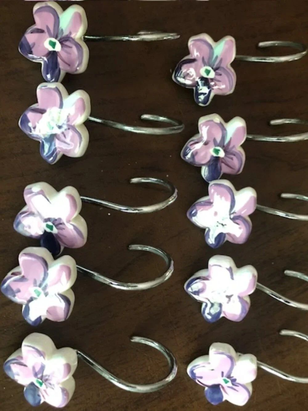 Waverly Sweet Violets set: Swag Curtains, Tissue box,Toothbrush,Shower Hooks